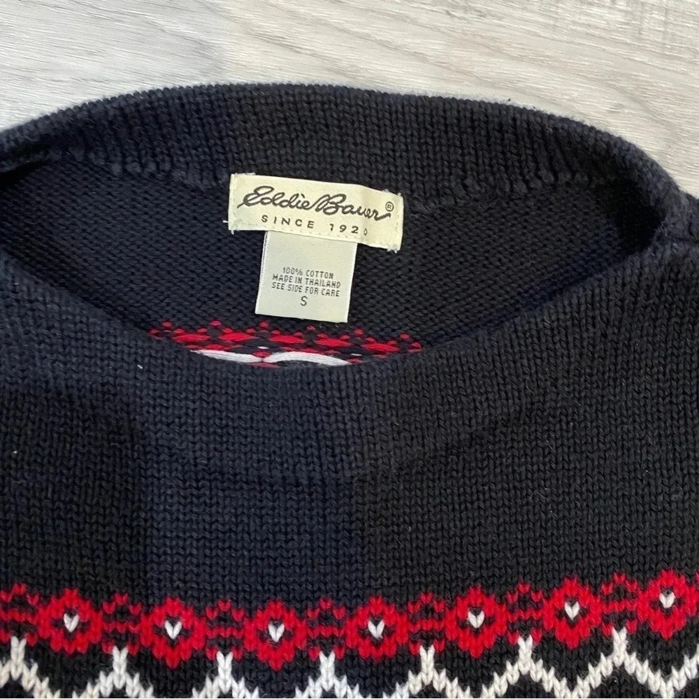 Vintage Eddie Bauer Unisex Fairisle 100% Wool Knit Pullover Sweater Men's Small